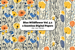 Blue Wildflower Seamless Digital Paper Vol.3.2, 2 PNG Product Image 1