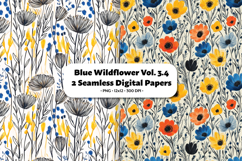 Blue Wildflower Seamless Digital Paper Vol.3.4, 2 PNG Product Image 1