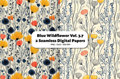 Blue Wildflower Seamless Digital Paper Vol.3.7, 2 PNG Product Image 1