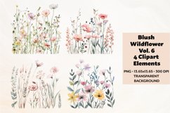 Blush Wildflowers Clipart Vol. 6, 4 PNG Product Image 1