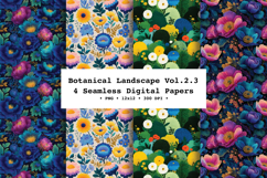 Botanical Landscape Seamless Digital Paper Vol.2.3, 4PNG Product Image 1