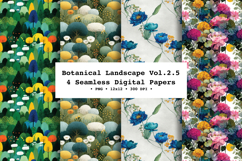 Botanical Landscape Seamless Digital Paper Vol.2.5, 4PNG Product Image 1