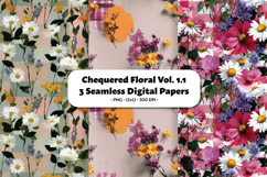 Chuequered Floral Seamless Digital Paper Vol.1.1, 3 PNG Product Image 1