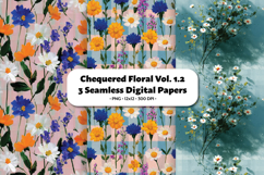 Chuequered Floral Seamless Digital Paper Vol.1.2, 3 PNG Product Image 1