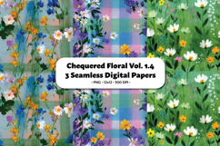 Chuequered Floral Seamless Digital Paper Vol.1.4, 3 PNG Product Image 1