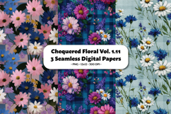 Chuequered Floral Seamless Digital Paper Vol.1.11, 3 PNG Product Image 1