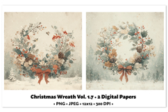 Christmas Wreath Digital Paper Vol.1.7, 2 PNG and JPEG Product Image 1