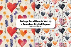 Collage Floral Hearts Seamless Digital Paper Vol. 1.3,2 PNG Product Image 1