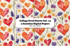Collage Floral Hearts Seamless Digital Paper Vol. 1.5,2 PNG Product Image 1