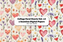 Collage Floral Hearts Seamless Digital Paper Vol. 1.6,2 PNG Product Image 1