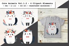 Cute Animals Clipart Vol. 1.2, 4 PNG Elements Product Image 1