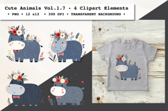 Cute Animals Clipart Vol. 1.7, 4 PNG Elements Product Image 1