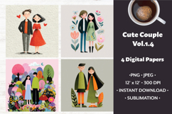 Whimsical Couple Digital Paper Vol. 1.4, 4 PNG &amp; JPEG Images Product Image 1