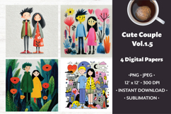 Whimsical Couple Digital Paper Vol. 1.5, 4 PNG &amp; JPEG Images Product Image 1