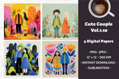 Whimsical Couple Digital Paper Vol. 1.10, 4 PNG &amp; JPEG Image Product Image 1