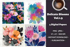 Delicate Blooms Digital Paper Vol. 1.9, 4 PNG &amp; JPEG Product Image 1