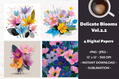 Delicate Blooms Digital Paper Vol. 2.2, 4 PNG &amp; JPEG Product Image 1