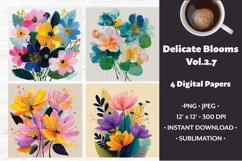 Delicate Blooms Digital Paper Vol. 2.7, 4 PNG &amp; JPEG Product Image 1