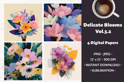 Delicate Blooms Digital Paper Vol. 3.2, 4 PNG &amp; JPEG Product Image 1