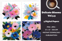 Delicate Blooms Digital Paper Vol. 3.5, 4 PNG &amp; JPEG Product Image 1