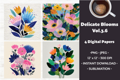 Delicate Blooms Digital Paper Vol. 3.6, 4 PNG &amp; JPEG Product Image 1