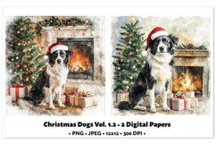 Christmas Dogs Digital Paper Vol.1.2 , 2 PNG and JPEG Product Image 1
