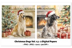 Christmas Dogs Digital Paper Vol.1.3 , 2 PNG and JPEG Product Image 1