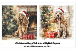 Christmas Dogs Digital Paper Vol.1.5 , 2 PNG and JPEG Product Image 1