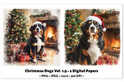 Christmas Dogs Digital Paper Vol.1.9 , 2 PNG and JPEG Product Image 1