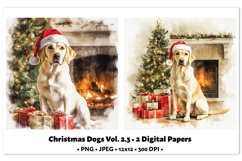 Christmas Dogs Digital Paper Vol.2.3 , 2 PNG and JPEG Product Image 1