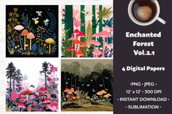Enchanted Forest Digital Paper Vol. 2.1, 4 PNG &amp; JPEG Product Image 1