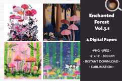 Enchanted Forest Digital Paper Vol. 3.1, 4 PNG &amp; JPEG Product Image 1