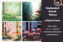 Enchanted Forest Digital Paper Vol. 3.2, 4 PNG &amp; JPEG Product Image 1