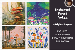 Enchanted Forest Digital Paper Vol. 3.3, 4 PNG &amp; JPEG Product Image 1