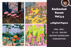 Enchanted Forest Digital Paper Vol. 3.4, 4 PNG &amp; JPEG Product Image 1