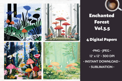 Enchanted Forest Digital Paper Vol. 3.5, 4 PNG &amp; JPEG Product Image 1