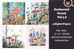 Enchanted Forest Digital Paper Vol. 3.6, 4 PNG &amp; JPEG Product Image 1