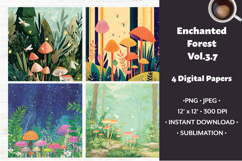 Enchanted Forest Digital Paper Vol. 3.7, 4 PNG &amp; JPEG Product Image 1