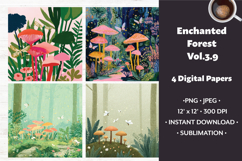 Enchanted Forest Digital Paper Vol. 3.9, 4 PNG &amp; JPEG Product Image 1