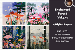 Enchanted Forest Digital Paper Vol. 3.10, 4 PNG &amp; JPEG Product Image 1