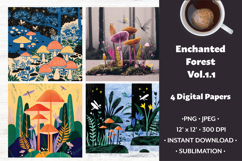 Enchanted Forest Digital Paper Vol. 1.1, 4 PNG &amp; JPEG Product Image 1