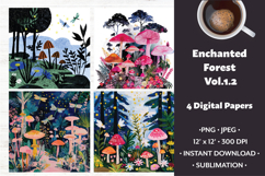 Enchanted Forest Digital Paper Vol. 1.2, 4 PNG &amp; JPEG Product Image 1