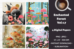 Enchanted Forest Digital Paper Vol. 1.7, 4 PNG &amp; JPEG Product Image 1