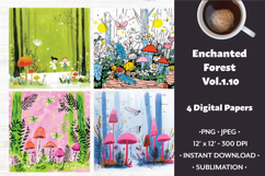 Enchanted Forest Digital Paper Vol. 1.10, 4 PNG &amp; JPEG Product Image 1