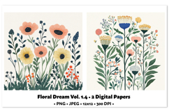 Floral Dream Digital Paper Vol. 1.4, 2 PNG &amp; JPEG Product Image 1
