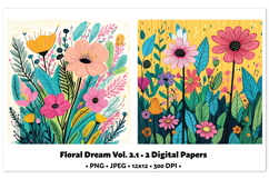 Floral Dream Digital Paper Vol. 2.1, 2 PNG &amp; JPEG Product Image 1