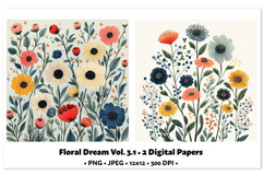 Floral Dream Digital Paper Vol. 3.1, 2 PNG &amp; JPEG Product Image 1