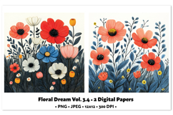 Floral Dream Digital Paper Vol. 3.4, 2 PNG &amp; JPEG Product Image 1