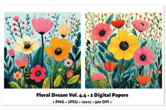 Floral Dream Digital Paper Vol. 4.4 2 PNG &amp; JPEG Product Image 1