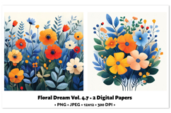 Floral Dream Digital Paper Vol. 4.7 2 PNG &amp; JPEG Product Image 1